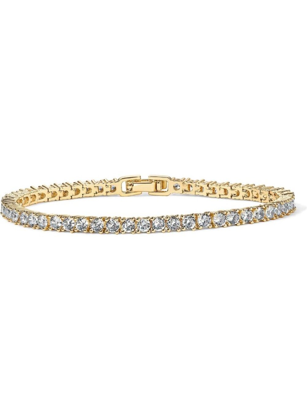 14K Gold Plated 3mm Cubic Zirconia Tennis Bracelet | Elegant Gold Jewelry for